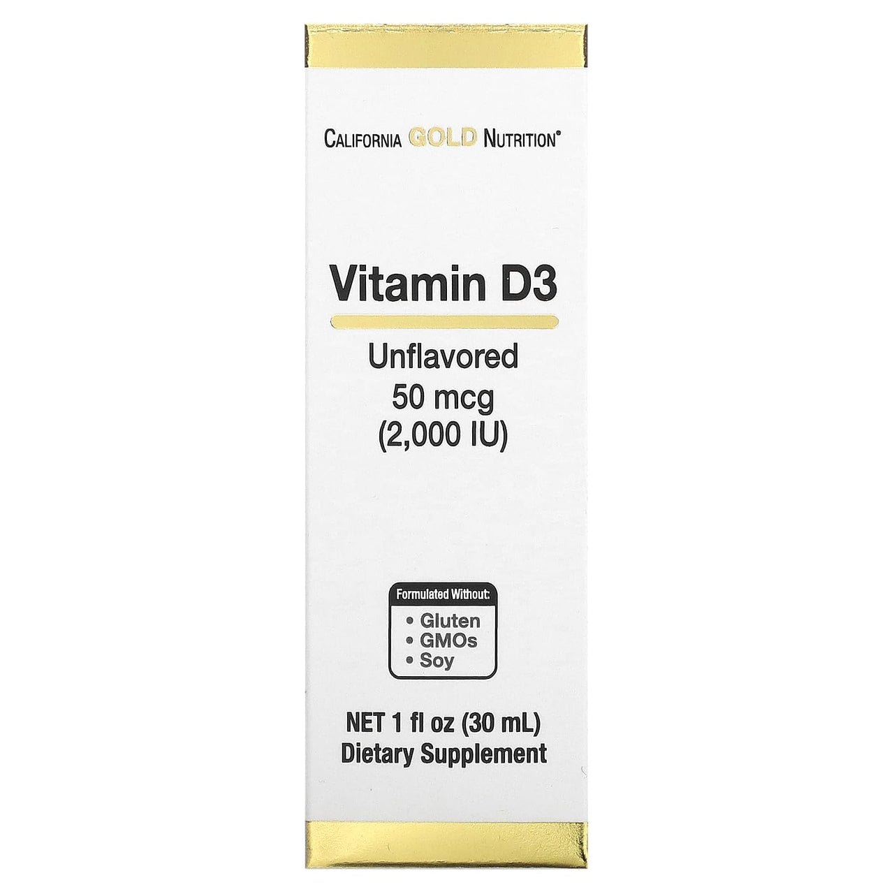 California Gold Nutrition Vitamin D3 (Unflavored), 2,000 IU, 1 fl oz (30 ml)