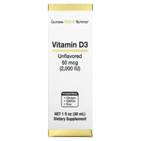 Thumbnail for California Gold Nutrition Vitamin D3 (Unflavored), 2,000 IU, 1 fl oz (30 ml)