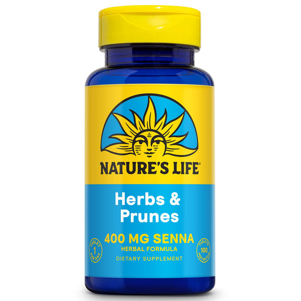 Nature's Life Herbs & Prunes - Herbal Supplements w/ 400mg Senna Leaves - Daily Wellness Support w/Prune, Cascara Sagrada, Organic Flax Seed Meal - Vegan, Lab Verified, 60-Day Guarantee, 100 Servings