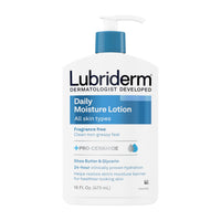 Thumbnail for Lubriderm Fragrance Free Daily Moisture Lotion + Pro-Ceramide, Shea Butter & Glycerin, Face, Hand & Body Lotion for Sensitive Skin, Hydrating Lotion for Healthier-Looking Skin, 16 fl. oz