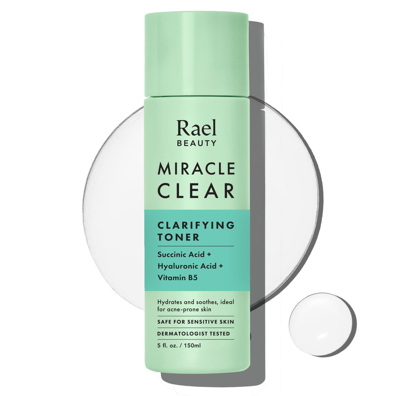 Rael Toner for Face, Miracle Clear – Daily Toner with Succinic Acid, Vitamin B5, Hydration, Korean Skin Care (5.1 oz)