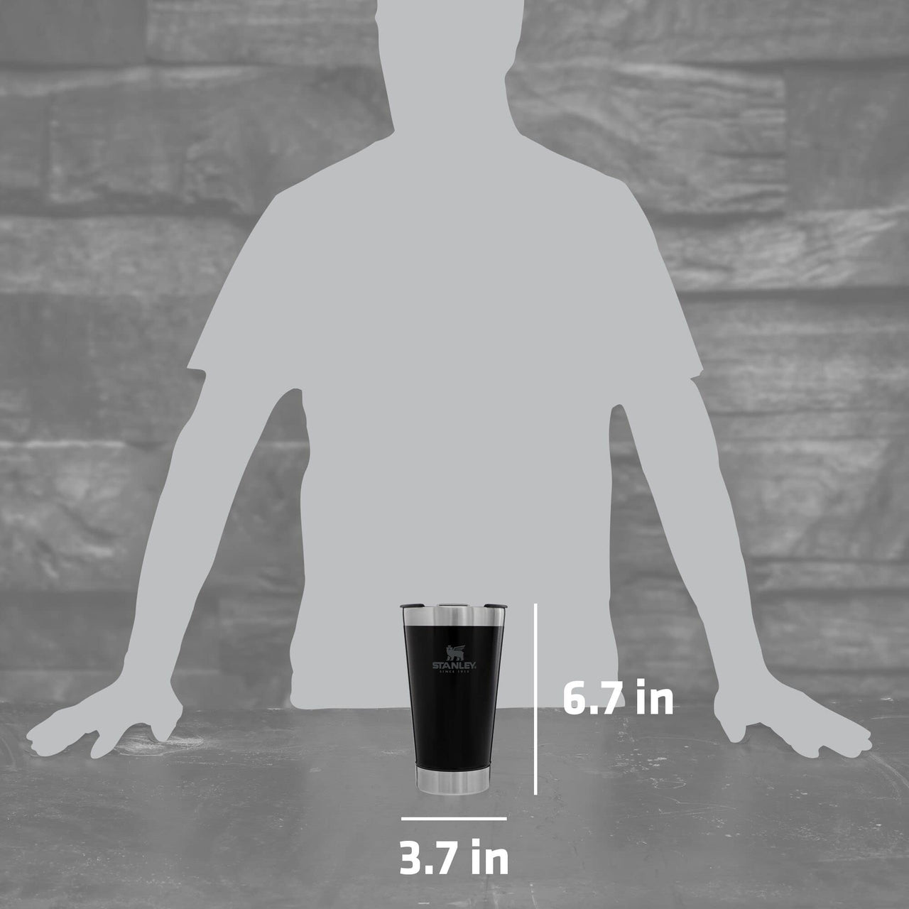 STANLEY Stay-Chill Beer Pint 16 oz | Wide Mouth Lid | Built-In Bottle Opener | Beer Tumbler Cup | Insulated Stainless Steel Pint Glass | BPA-Free | Matte Black