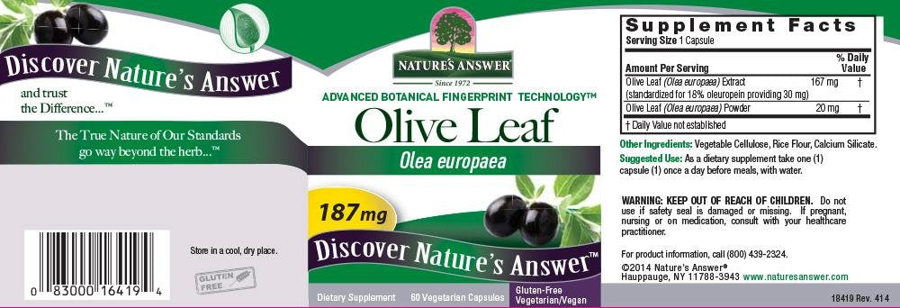 Nature's Answer Oleopein Olive Leaf Vegetarian Capsules, 60-Count