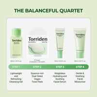 Thumbnail for Torriden BALANCEFUL Cica Trial Kit, 5D Cica Infused Daily Skincare Kit - 4 Step Regimen with Cleansing Gel, Toner Pad, Serum, and Cream | Korean Skin Care Set