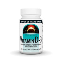 Thumbnail for Source Naturals Vitamin D-3 Bioactive Form for Bone & Immune Health* 5000 iu - 60 Capsules