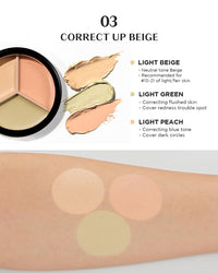 Thumbnail for THE SAEM Cover Perfection Triple Pot Concealer 03 Correct Up Beige - for Fair to Light Skin Tone - 3 Color Full Coverage Concealer - Covers Blemishes Spots, Dark Circles, Redness Skin
