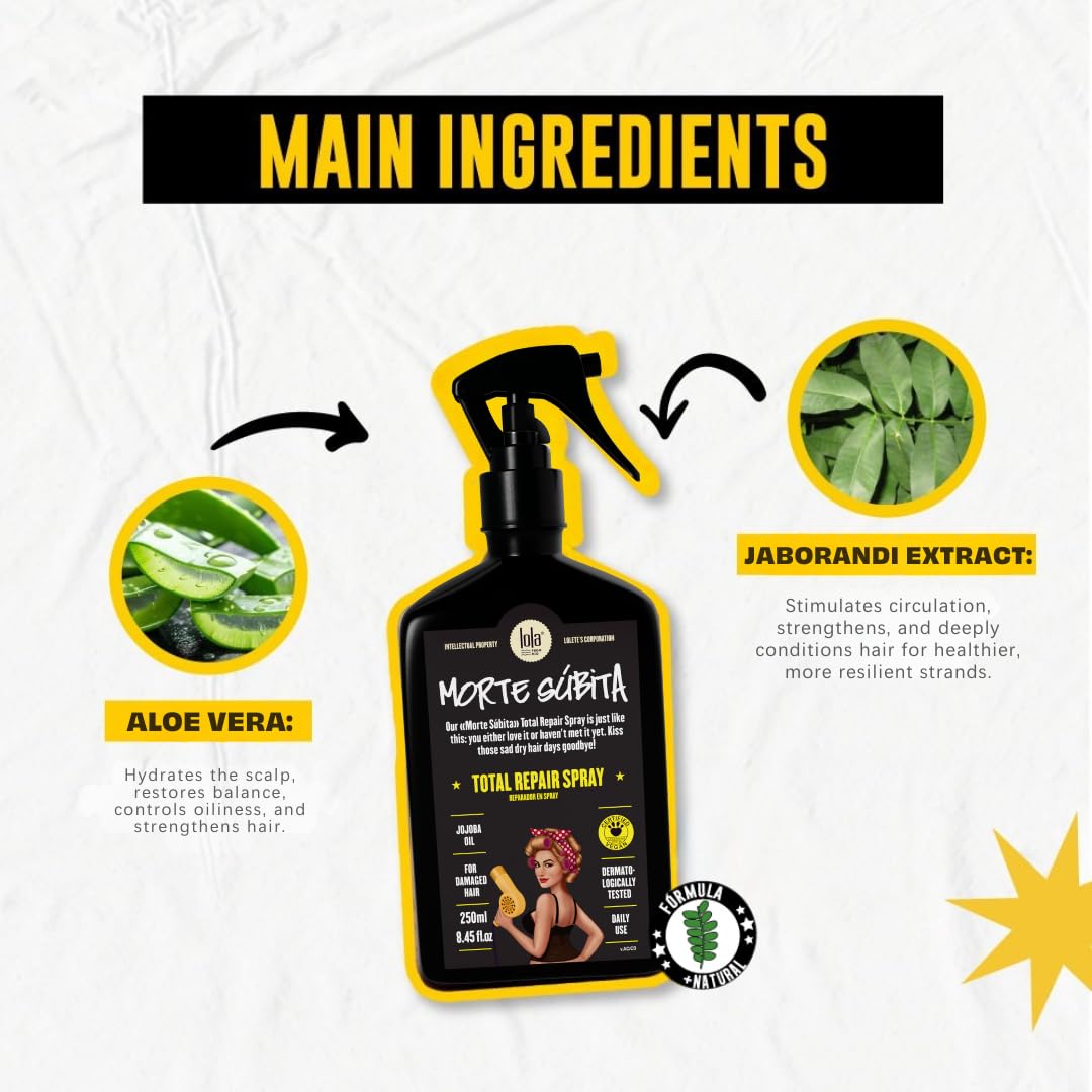 Lola From Rio Morte Súbita Total Hair Repair & Heat Protectant Spray, 8.45 fl oz