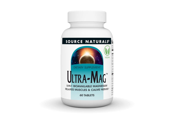 Source Naturals Ultra-Mag, 5 in 1 -Bioavailable Magnesium, Maintains Muscle & Nerve Function* - 60 Vegan Tablets