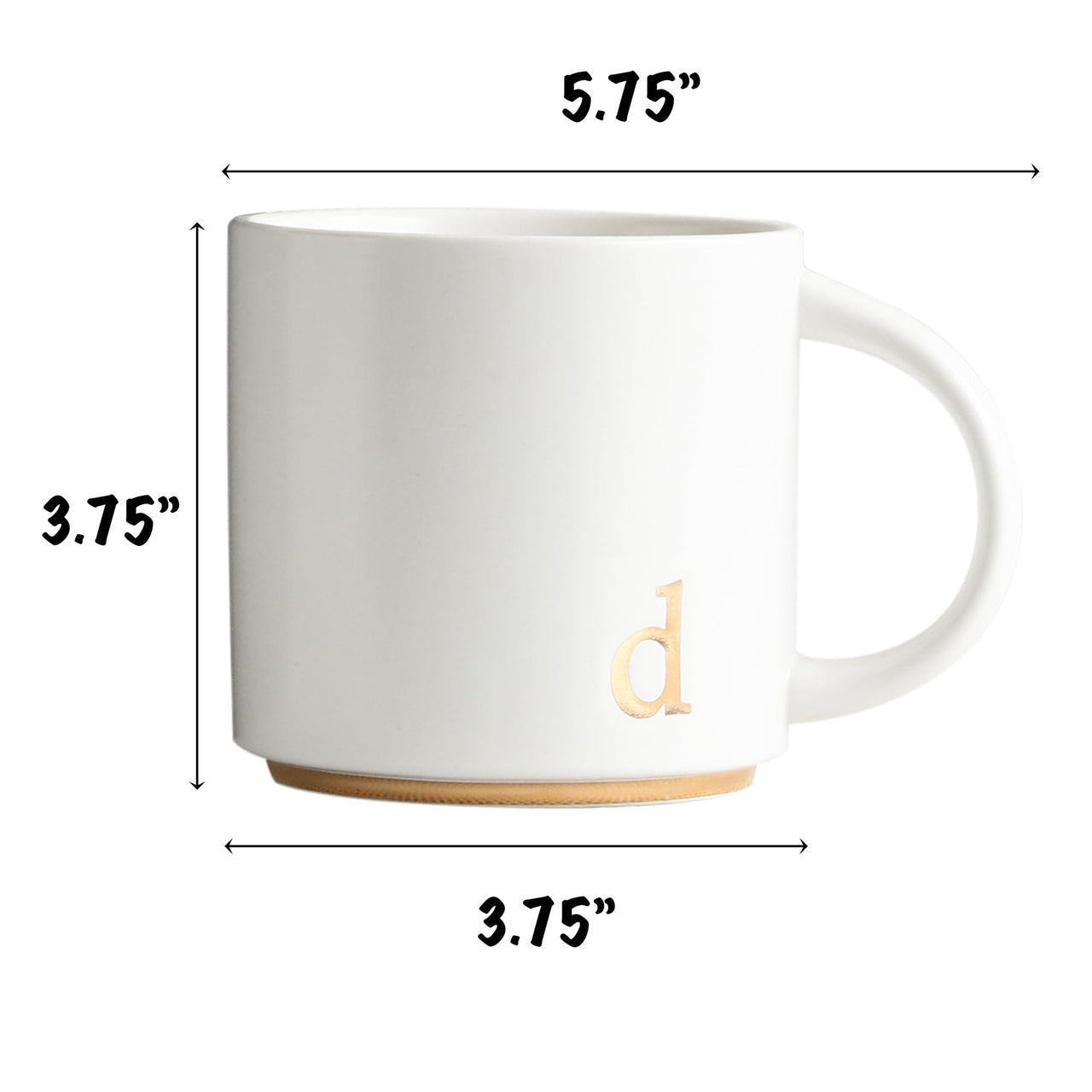 COLLECTIVE HOME - Monogram Ceramic Mugs, 15 oz Golden Initial Coffee Cups, Elegant Alphabet Tea Mugs, Elegant Personalized Mug with Gift Box, Luxurious Cups for Office and Home (d)