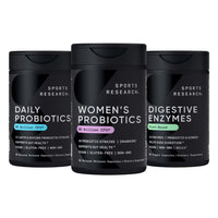 Thumbnail for Sports Research® All Vegan - Daily Probiotics with Prebiotics (60 Billion CFU), Digestive Enzymes with & Ginger (Plant Based) & Women's Probiotics with Prebiotics (65 Billion CFU)