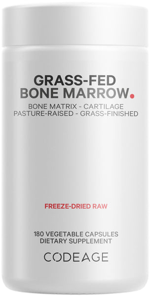 Codeage Grass-Fed Bone Marrow Supplement – Freeze-Dried, Non-Defatted Beef Bone Matrix & Cartilage – 1500mg per Serving, 180 Capsules