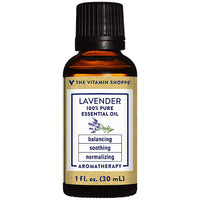 Thumbnail for The Vitamin Shoppe Lavender Essential Oil 100% Pure - Calming Balancing Aromatherapy | Steam-Distilled Therapeutic | 1 oz | Relaxation