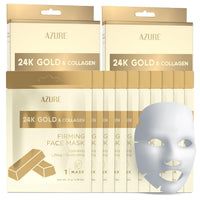 Thumbnail for Azure Cosmetics 24K Gold Firming Face Mask- Anti Aging, Hydrating, Toning & Firming Facial Sheet - Helps Reduce Wrinkles & Fine Lines - With Hyaluronic Acid & Collagen - Made in Korea - Pack of 5