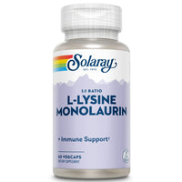 Thumbnail for SOLARAY L-Lysine Monolaurin Immune Support Supplement, 1:1 Ratio for Immune System Function, 500 mg Each, 60-Day Money Back Guarantee, 30 Servings, 60 VegCaps