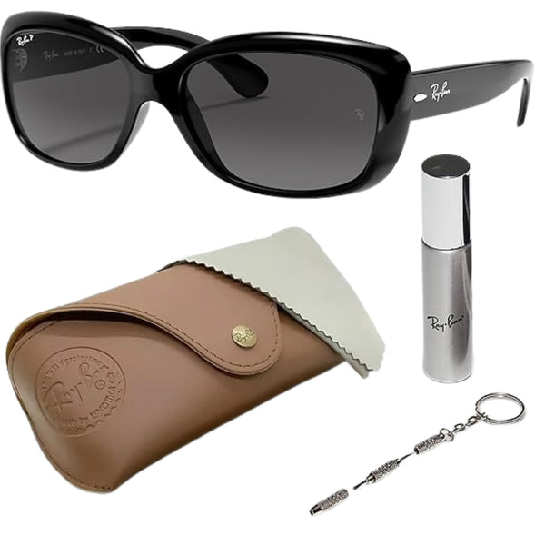 Ray-Ban RB4101 JACKIE OHH POLARIZED Butterfly Shaped Sunglasses for Men & Women – Includes Official Rayban Eyewear Kit – Ideal Formal & Casual Wear Sunglasses – Grey Gradient Lens