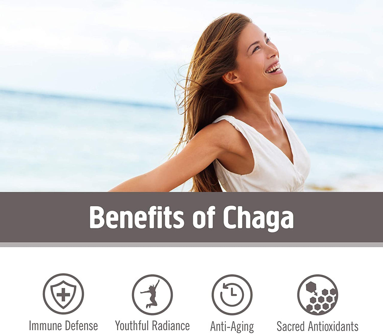 Om Mushroom Superfood Chaga Mushroom Capsules Supplement, Sacred Antioxidants & Immune Support, 90 Count, 30 Days