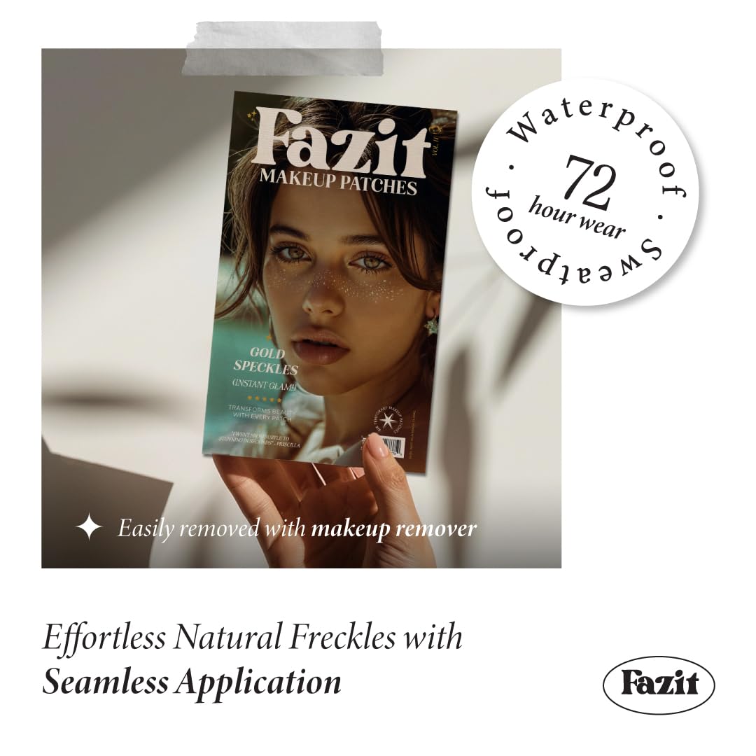 Fazit Makeup Patches - Gold Speckles - Glow Up Make-Up Patches - Cute Glitter Makeup Accessories for Women - Cosmetic Glitter for Face