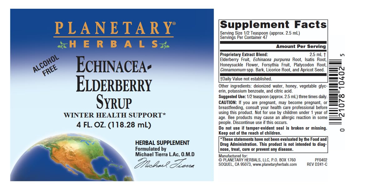 Planetary Herbals Echinacea-Elderberry Syrup , 4 fl oz (128.28 ml)