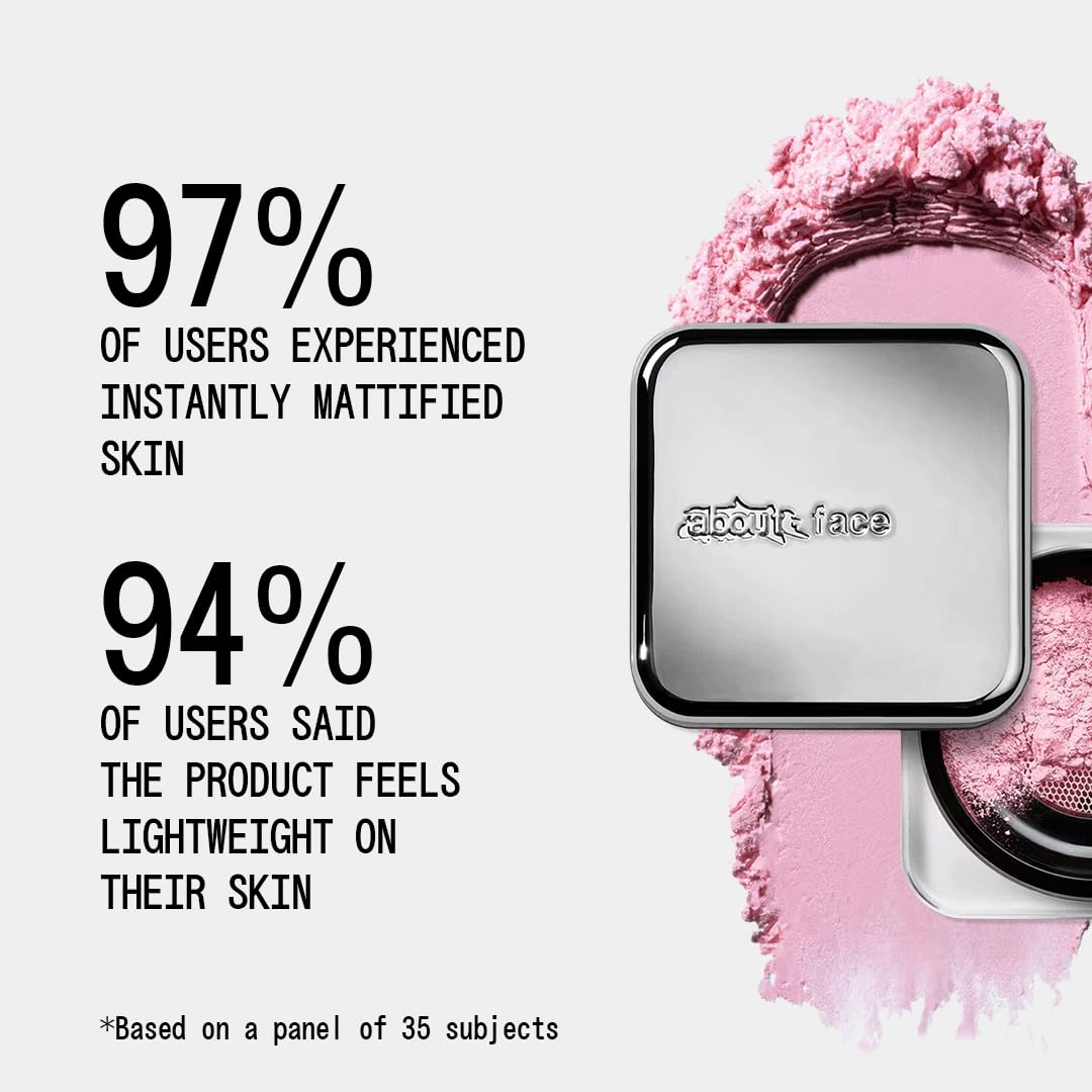 about-face Curtain Call Set & Smooth Loose Powder Finale – Lightweight, Oil-Absorbing Setting Powder with Rice Starch & Corn-Based Talc Alternative – Vegan, Cruelty-Free – 0.35oz (Pink Brightener)