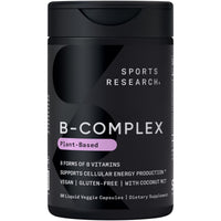 Thumbnail for Sports Research Vitamin B-Complex - Full Spectrum of B Vitamins - 90 Liquid Veggie Capsules