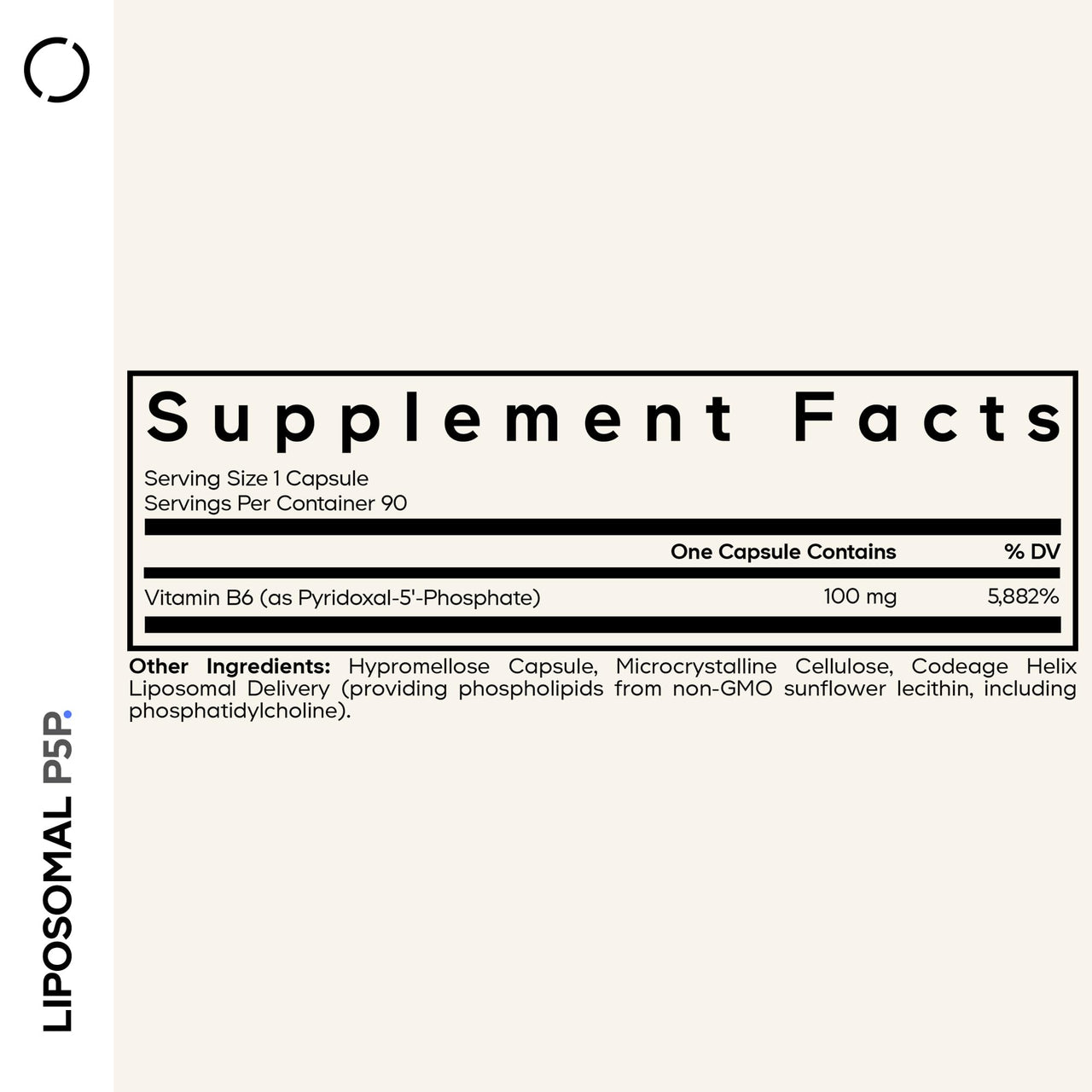 Codeage Liposomal P5P Supplement – Vitamin B6 as Pyridoxal-5'– Phosphate – Liposomal Delivery – Active B6 Form – 3-Month Supply – 1 Capsule Daily – Non-GMO – 90 Capsules