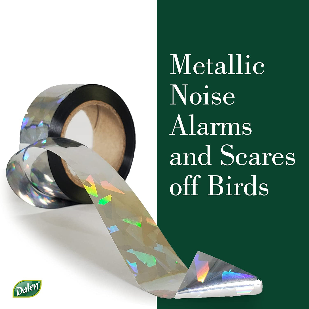 Dalen Holographic Scare Reflective Tape – Bird Deterrent Tape with Metallic Noise Feature, Broad Application and Easy to Use Bird Scare Ribbon (3/4" x 100') - 1 Roll
