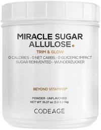 Thumbnail for Codeage Miracle Sugar Allulose Powder - All-purpose Zero Calorie Allulose Sweetener, +3 Month Supply - 0 Net-Carbs - Rare Sugar Alternative to Stevia, Aspartame & Liquid - Non-GMO - 35.27 Oz