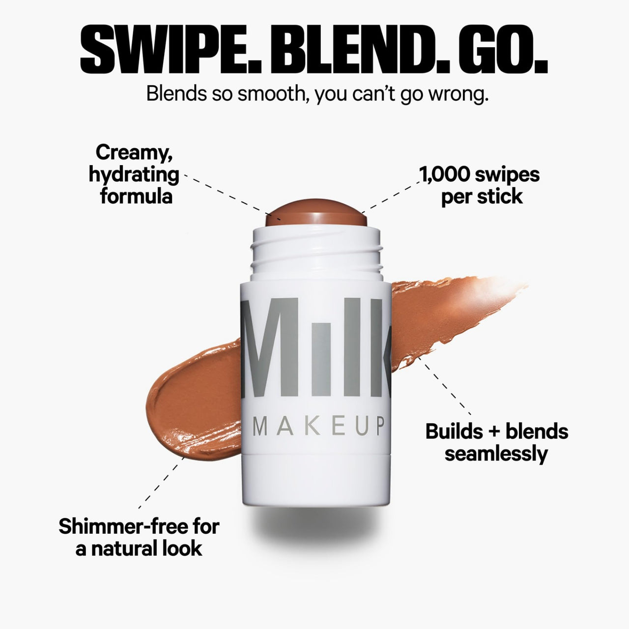 Milk Makeup Matte Bronzer, Spaced (Very Deep Bronze) - 0.19 oz - Cream Bronzer Stick - Buildable, Blendable Color - Matte Finish - 1,000+ Swipes Per Stick - Vegan, Cruelty Free