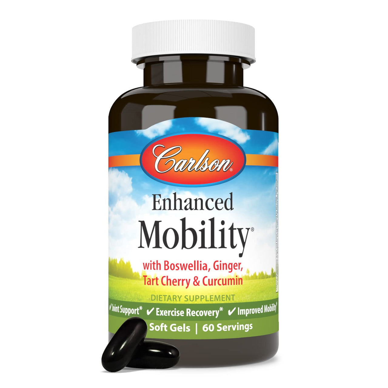 Carlson - Enhanced Mobility, Botanical Joint Support, Boswellia, Tart Cherry, Curcumin, Ginger, 120 Softgels