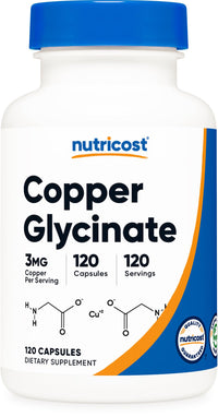 Thumbnail for Nutricost Copper Glycinate Capsules (120 Capsules, 3MG Copper per Serving) - Non GMO, Vegan