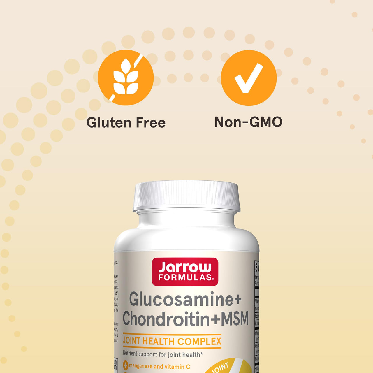 Jarrow Formulas Glucosamine, Chondroitin, and MSM Capsules; Joint Support Supplement with Vitamin C and Manganese, Bone & Joint Health, 120 Capsules, 30 Day Supply