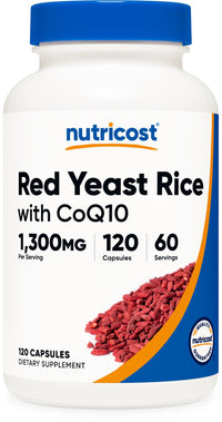 Thumbnail for Nutricost Red Yeast Rice with CoQ10 1300mg, 120 Capsules, 60 Servings - Non-GMO, Gluten Free