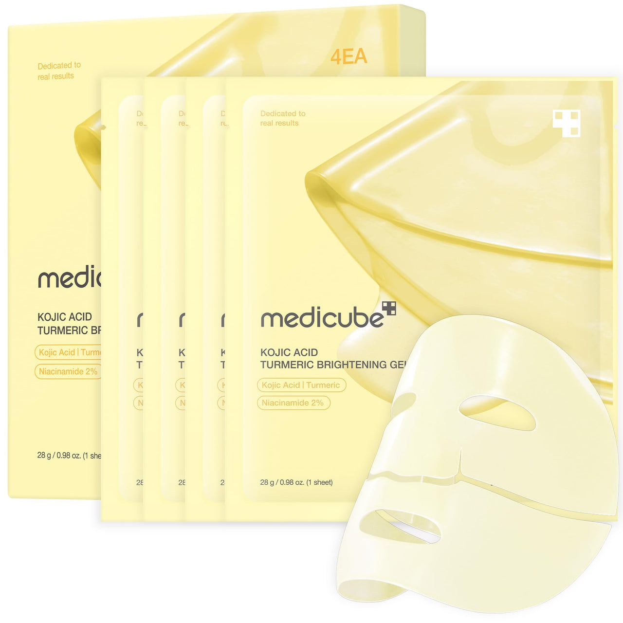 medicube Jelly Gel Mask with Brightening Kojic Acid Turmeric | Overnight Face Mask for Glass Glow Skin | Elasticity, Hydrating, Firming and Radiance Boosting | Korean Skincare, 28g x 4ea