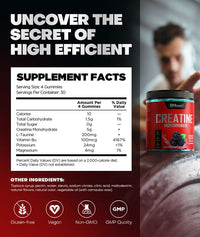 Thumbnail for Dralot 99.99% Creatine Monohydrate Gummies More 15% Strength, 5X Energy & Muscle Support Pre-Workout Complex Creatine for Women & Men with 5000mg Creatine, L-Taurine, B12, Mg and K, Vegan