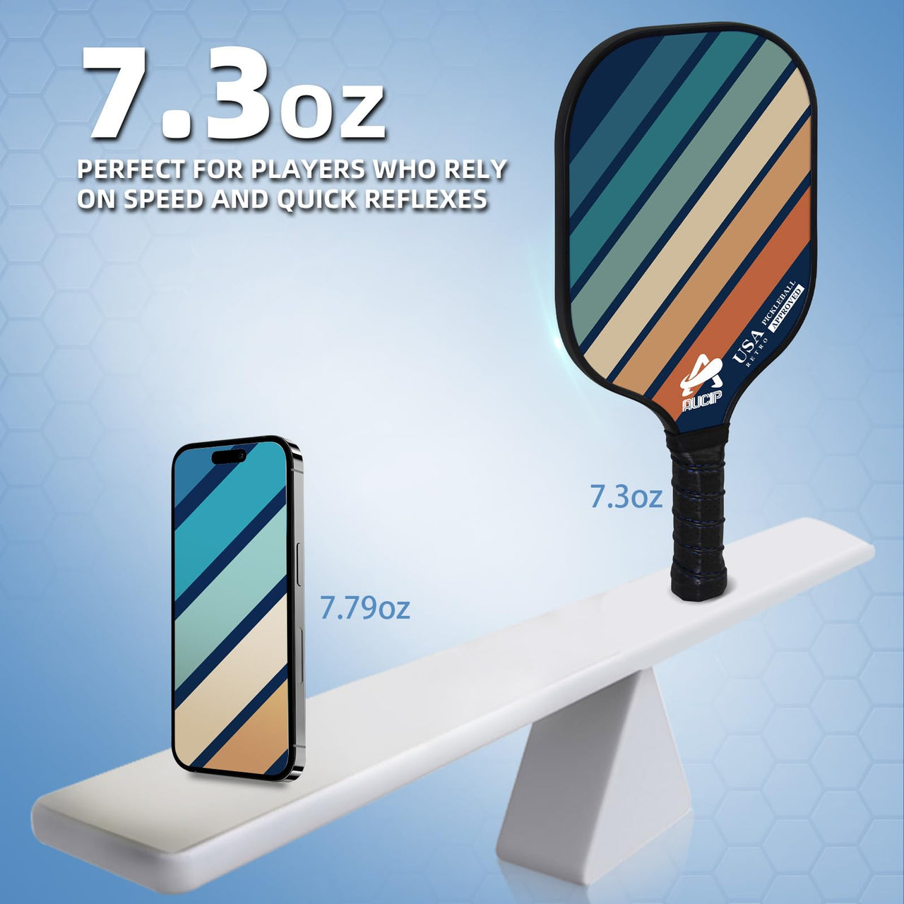 USAPA Approved Pickleball Paddle Set - 2 Pack of PP Honeycomb Core Fiberglass Surface Paddles, Lightweight Pickleball Kit with Breathable Handle, Includes 2 Paddles, 4 Balls, 2 Tapes, and 1 Bag