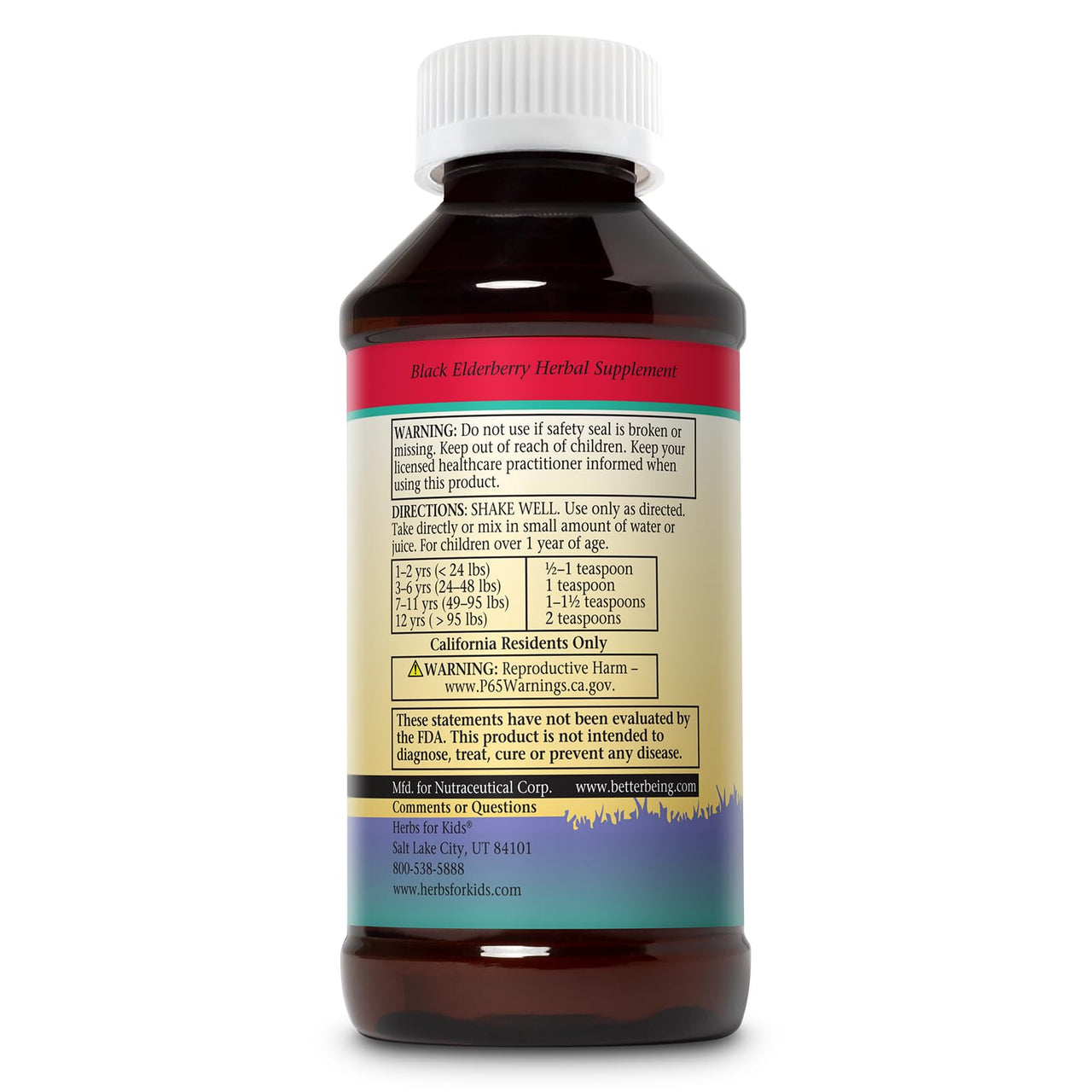 Herbs For Kids Eldertussin Elderberry Syrup Herbal Supplement for Kids, Wellness Blend w/Black Elderberry, Wild Cherry Bark, Echinacea, Chamomile, Ages 1 and Up, Made w/Out Alcohol, 12 Servings, 4oz