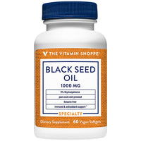 Thumbnail for The Vitamin Shoppe Black Seed Oil 1000mg - Immune Health & Antioxidant | 3% Thymoquinone Cold-Pressed | 60 Vegan Softgels | Non-GMO