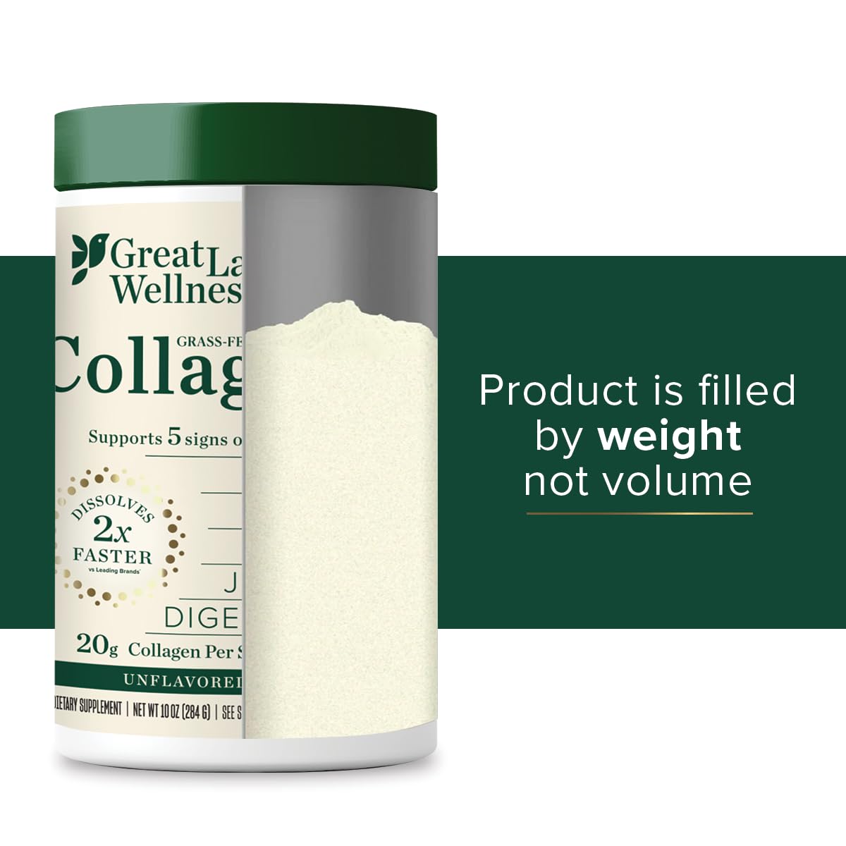 Great Lakes Wellness Collagen Peptides Powder – Supports Skin, Hair, Nails, Joints & Digestion – Hydrolyzed, Quick Dissolve, Non-GMO, Keto & Kosher – Pure Collagen Protein (10 oz, 14 Servings)