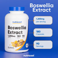 Thumbnail for Nutricost Boswellia Extract 180 Capsules for 90 Servings Per Bottle - Gluten Free and GMO Free, Vegan