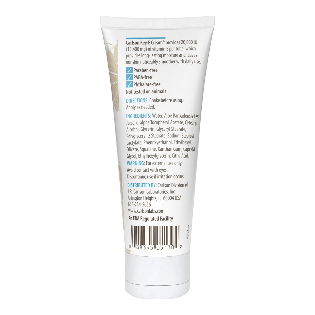 Carlson - Key-E Hand & Body Cream, Vitamin E & Organic Aloe, 20000 IU Vitamin E, Fragrance-Free, 4 oz