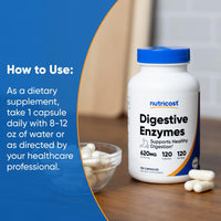 Thumbnail for Nutricost Digestive Enzymes 620mg, 120 Capsules - Complete Digestive Enzyme Supplement