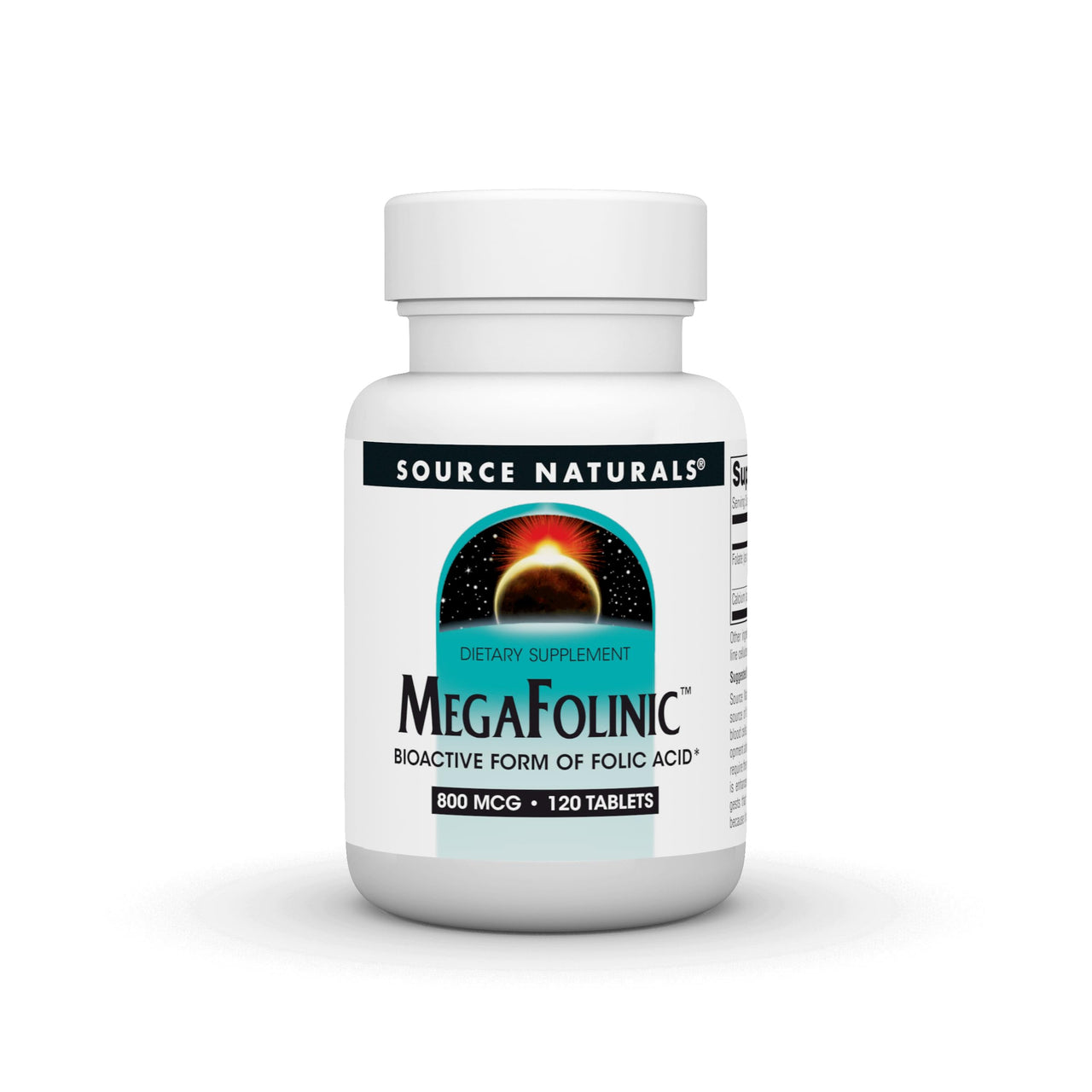 Source Naturals MegaFolinic, Bioactive Form of Folic Acid, 800 mcg - 120 Tablets