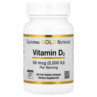 Thumbnail for California Gold Nutrition Vitamin D3, 50 mcg (2,000 IU), 90 Fish Gelatin Softgels