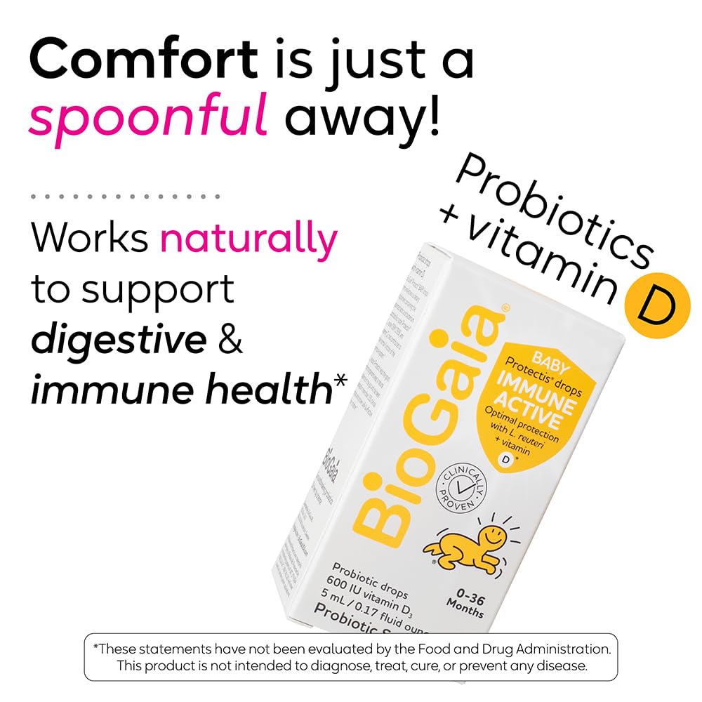 BioGaia Immune Active Baby Probiotic Drops + Vitamin D | for Babies & Toddlers 0-36 Months | Supports Digestive & Immune Health | Allergen, Dairy, Soy & Gluten Free | Backed by 30 Years of Research
