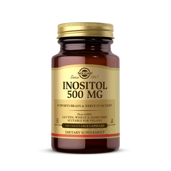 Image 1 of Solgar Inositol 500 mg - 100 Vegetable Capsules - Non-GMO, Vegan, Gluten Free, Dairy Free, Kosher - 100 Servings