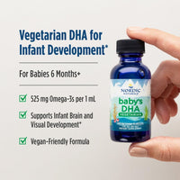 Thumbnail for Nordic Naturals Baby’s DHA Vegetarian, Unflavored - 1050 mg Plant-Based Omega-3-1 oz - Supports Brain & Vision Development in Babies - Non-GMO, Vegan - 15 Servings