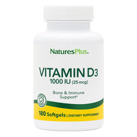 Thumbnail for NaturesPlus Vitamin D3 1000 IU - 180 Softgels - Bone Strength & Immune Support - 180 Servings