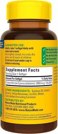 Thumbnail for Nature Made Vitamin B-12 Softgels, 3000 Mcg, 60 Count Pack of 3