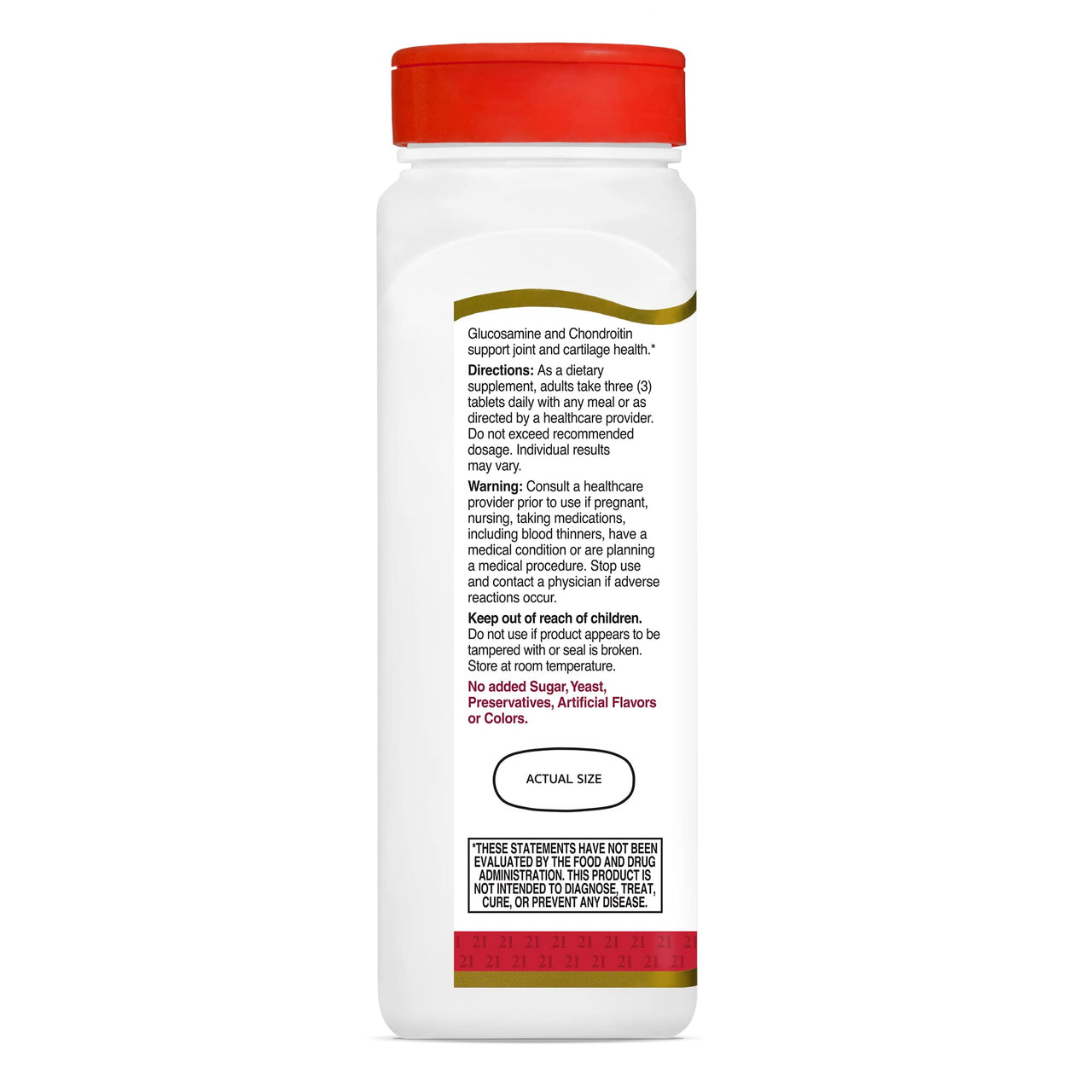 21st Century Glucosamine Chondroitin 500/400mg - Double Strength Tablets, 180 Count