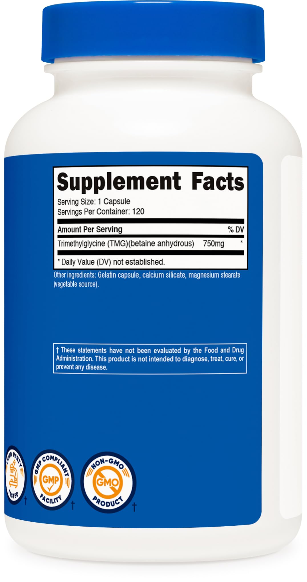 Nutricost TMG (Trimethylglycine) 750mg, 120 Capsules